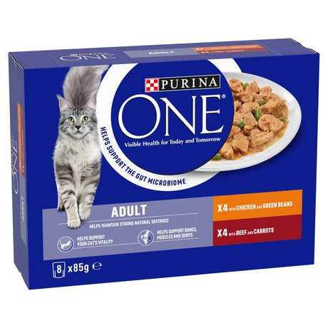 Purina One Adult Cat Chicken & Beef Pouches 5x (8x85g), Purina One,