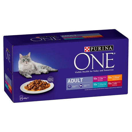 Purina One Adult Cat Mixed Variety Pouches 40x85g, Purina One,