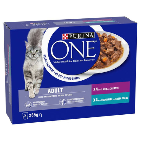 Purina One Adult Cat Ocean Fish & Lamb Pouches 5x (8x85g), Purina One,