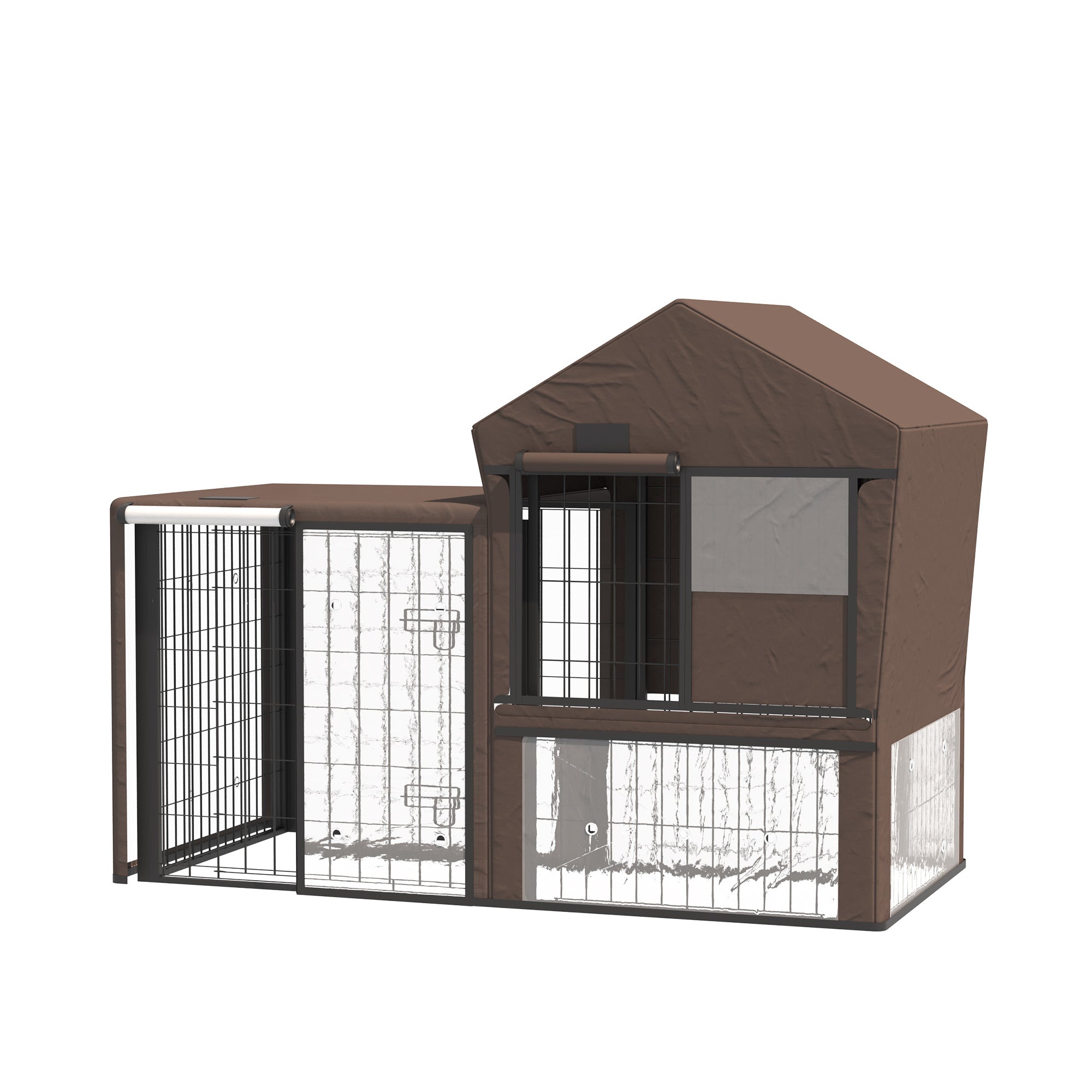 Rabbit Hutch Cover, Water-Resistant Pets Cage Protector, Breathable Guinea Pig Cage Cover - Brown, PawHut,