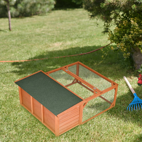 Rabbit Hutch Off-ground Small Animal Guinea Pig House 125.5 x 100 x 49cm, PawHut,