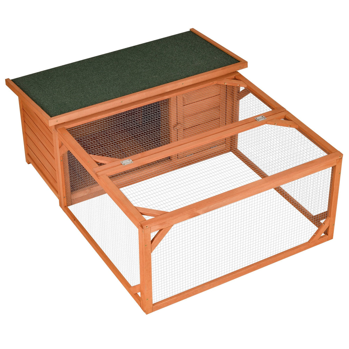 Rabbit Hutch Off-ground Small Animal Guinea Pig House 125.5 x 100 x 49cm, PawHut,