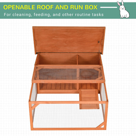 Rabbit Hutch Off-ground Small Animal Guinea Pig House 125.5 x 100 x 49cm, PawHut,