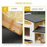 Rabbit Hutch Outdoor, 2-Tier Guinea Pig Hutch, Wooden Bunny Run, Small Animal House with Double Side Run Boxes, Slide-out Tray, Ramp, 230 x 53 x 93.5cm, PawHut,