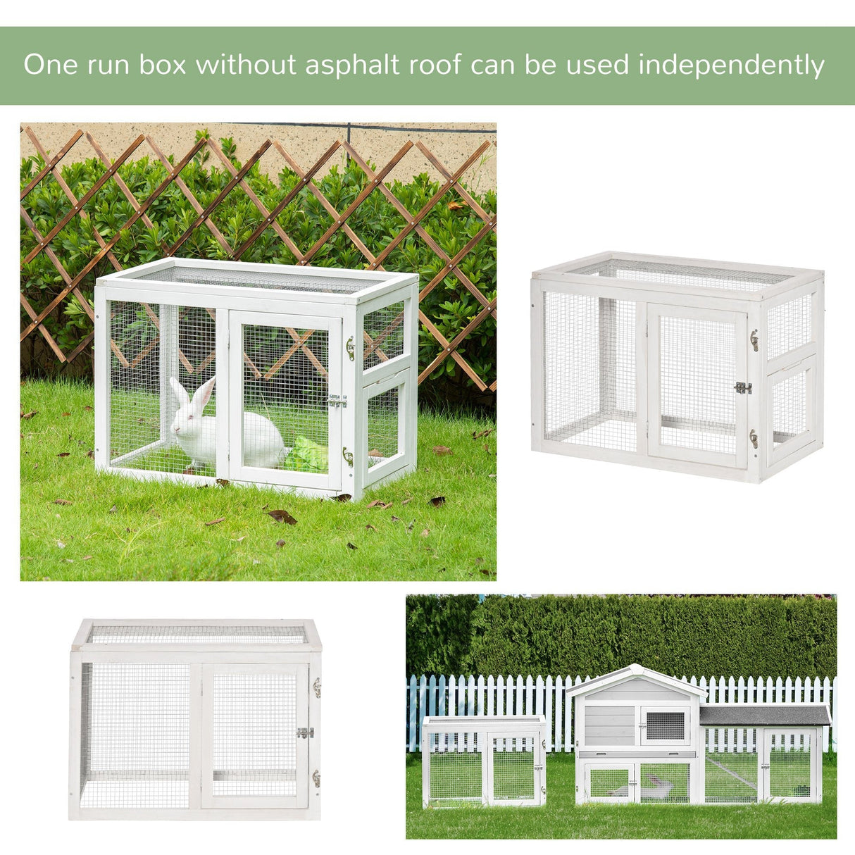 Rabbit Hutch Outdoor, 7.4Ft Large Guinea Pig House, 2 Tiers Bunny Run Cage with Sliding Tray for 2-4 Rabbits - Grey, PawHut,