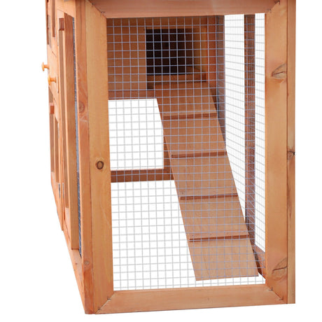 Rabbit Hutch Outdoor, Guinea Pig Hutch, Wooden Bunny Cage, Small Animal House with Pull Out Tray, Rabbit Run, 145 x 45 x 85 cm, PawHut,