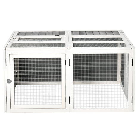 Rabbit Hutch Small Animal Guinea Pig House with Openable Roof Skylight Door, PawHut,