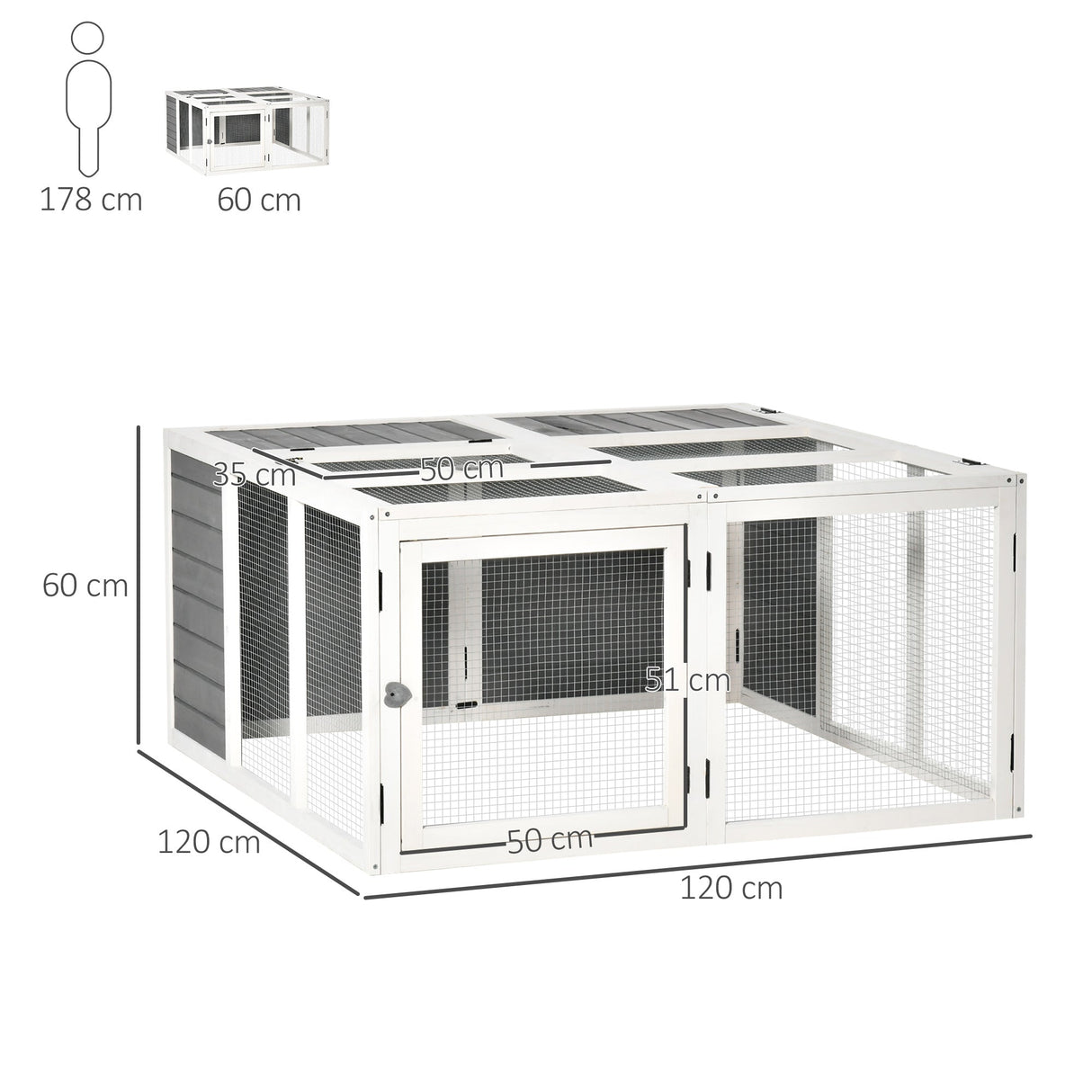 Rabbit Hutch Small Animal Guinea Pig House with Openable Roof Skylight Door, PawHut,