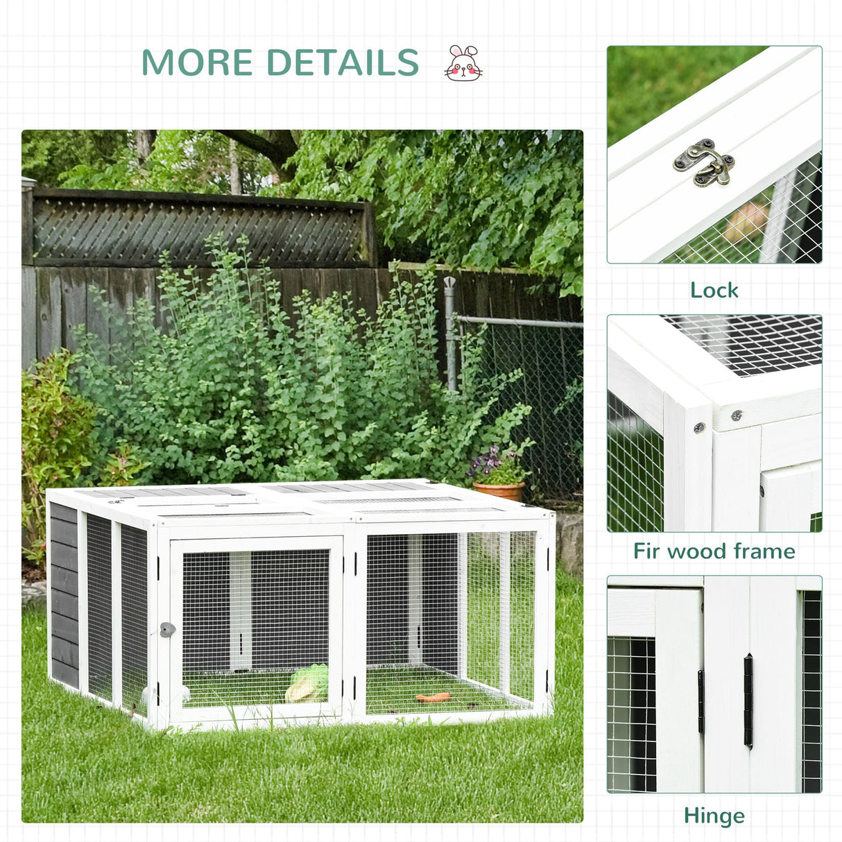 Rabbit Hutch Small Animal Guinea Pig House with Openable Roof Skylight Door, PawHut,