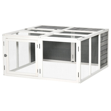 Rabbit Hutch Small Animal Guinea Pig House with Openable Roof Skylight Door, PawHut,