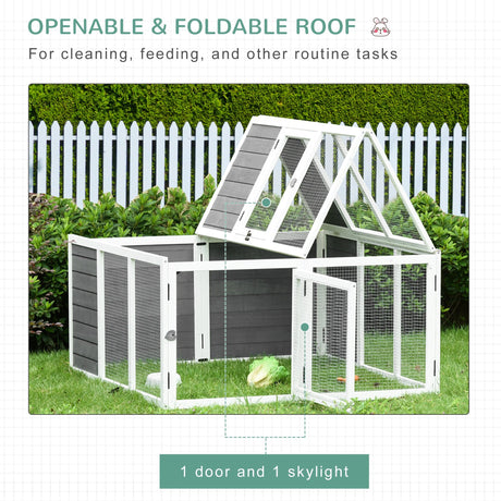 Rabbit Hutch Small Animal Guinea Pig House with Openable Roof Skylight Door, PawHut,