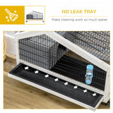 Rabbit Hutch with Water Bottle, Guinea Pig Cage with Wheels, Bunny Run with Plastic Slide-out Tray, Small Animal House for Indoor, Dark Grey, PawHut,