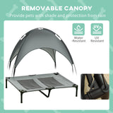 Raised Dog Bed, Waterproof Elevated Pet Cot with Breathable Mesh, UV Protection Canopy for Large Dogs, PawHut, Grey