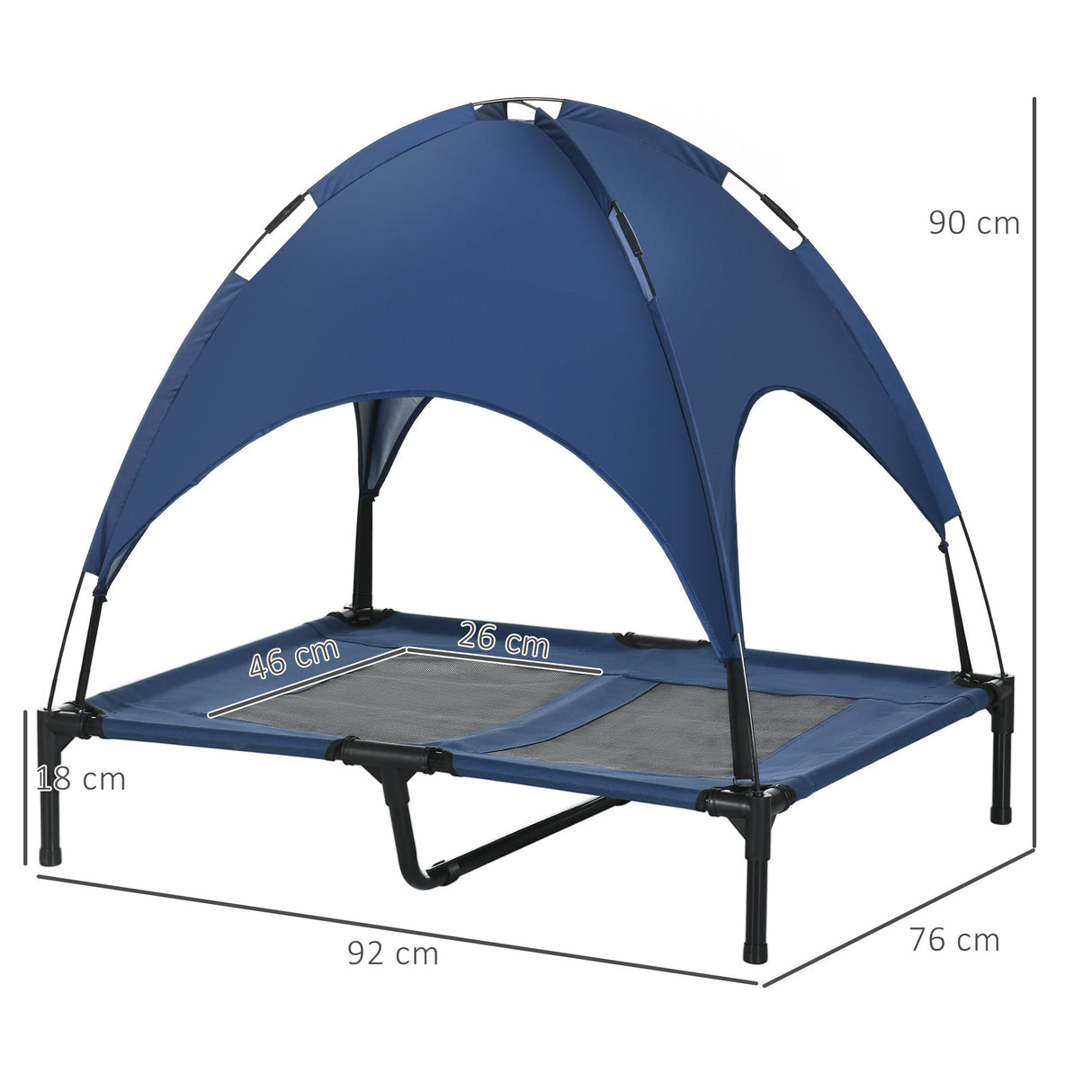 Raised Dog Bed, Waterproof Elevated Pet Cot with Breathable Mesh, UV Protection Canopy for Large Dogs, PawHut, Grey