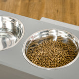 Raised Dog Bowls, with Storage, Two Stainless Steel Bowls, Elevated Base for Large Dogs, PawHut, Grey
