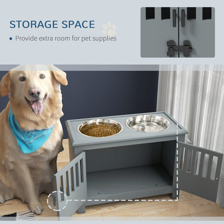 Raised Large Dog Feeding Station with Storage - Sleek & Functional, PawHut,