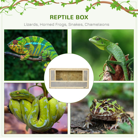 Reptile Terrarium Vivarium, Climbing Pet Containers, Reptile Habitat with Sliding Doors, Breathable Mesh, Easy to Install, for Lizards, Horned Frogs, Snakes, Chameleons, 80 x 40 x 40 cm, PawHut,