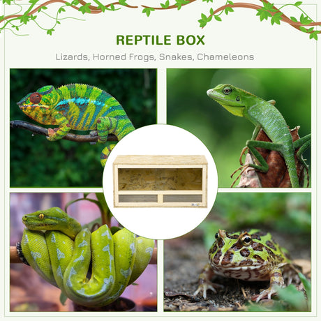 Reptile Terrarium Vivarium, Climbing Pet Containers, Reptile Habitat with Sliding Doors, Breathable Mesh, Easy to Install, for Lizards, Horned Frogs, Snakes, Chameleons, 60 x 29.5 x 29.5 cm, PawHut,