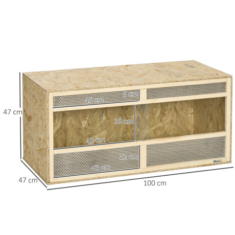 Reptile Terrarium Vivarium, Climbing Pet Containers, Reptile Habitat, with Transparent Sliding Doors, Breathable Mesh, for Lizards, Horned Frogs, Snakes, and Chameleons, 100 x 47 x 47 cm, PawHut,