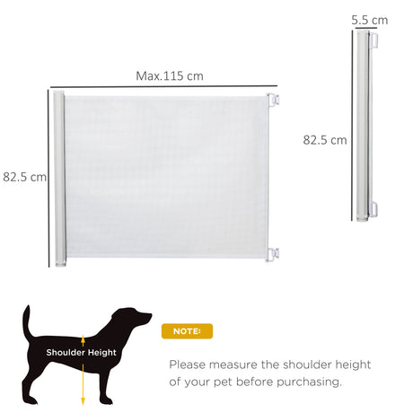 Retractable Safety Gate Dog Pet Barrier Folding Protector Home Doorway Room Divider Stair Guard White 115Lx82.5Hcm, PawHut,