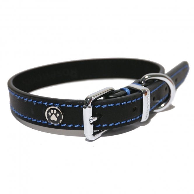 Rosewood Luxury Leather Dog Collar, Rosewood, 25 - 35 cm