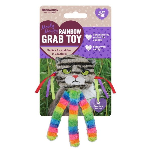 Rosewood Moody Moggy Rainbow Grab Toy x4, Rosewood,