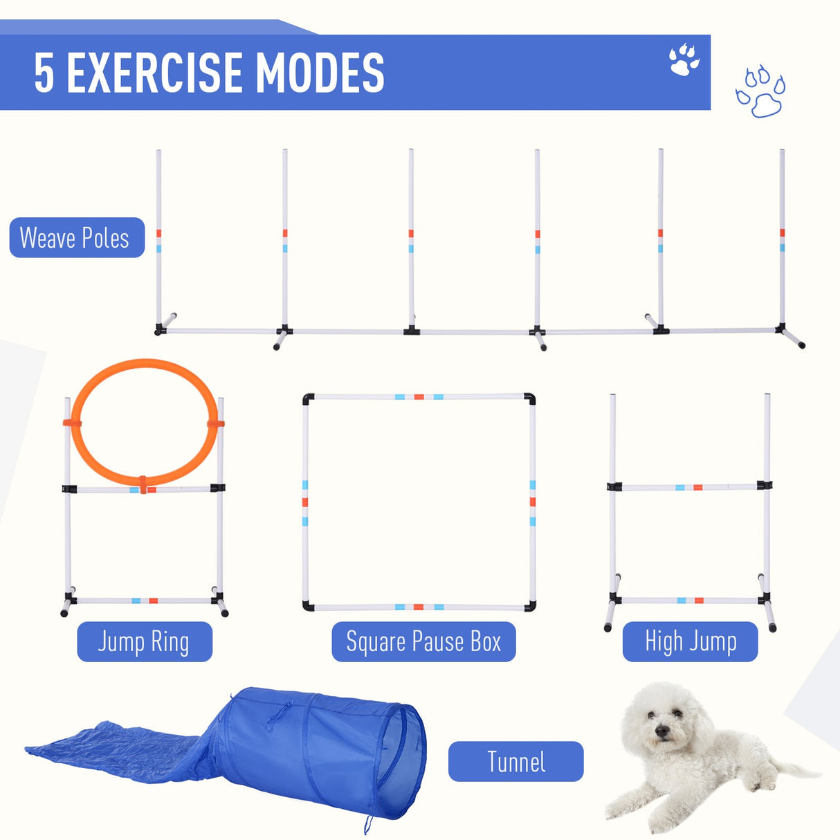 Set-of-5 Dog Agility Training Set, PawHut,