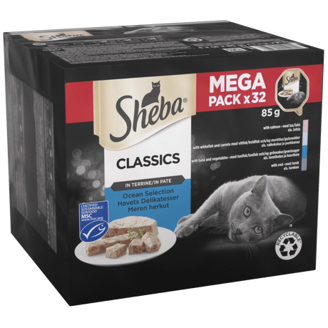 Sheba Classic Ocean Selection in Terrine Tray 32 x 85g, Sheba,