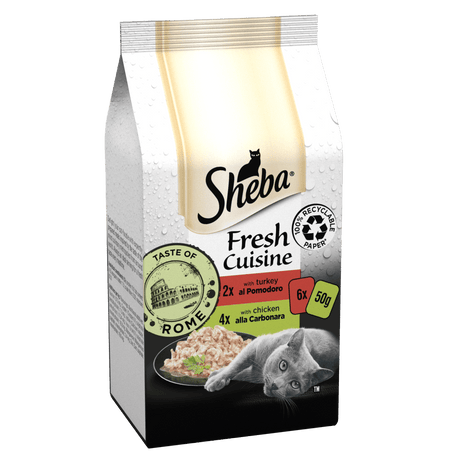 Sheba Fresh Cuisine Taste of Rome Turkey & Chicken in Gravy Pouches 8x (6x50g), Sheba,