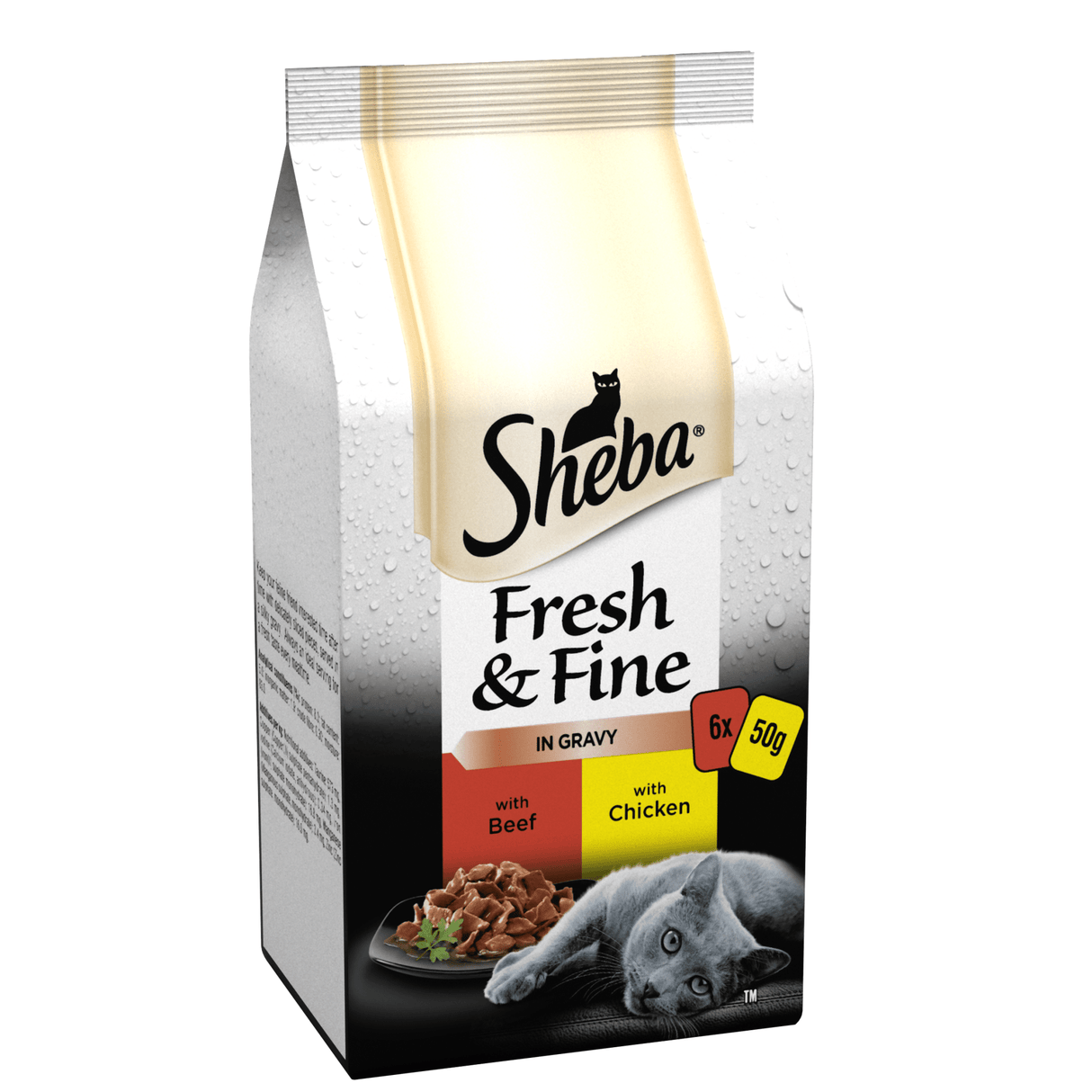 Sheba Fresh & Fine Adult Beef & Chicken in Gravy Pouches 8x (6x50g), Sheba,