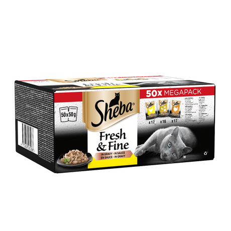 Sheba Fresh & Fine Adult Poultry in Gravy Mega Pack 50 x 50g, Sheba,