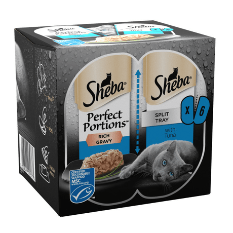 Sheba Perfect Portions with Tuna Chunks in Gravy Trays 8 x 3 x (2x37.5g), Sheba,