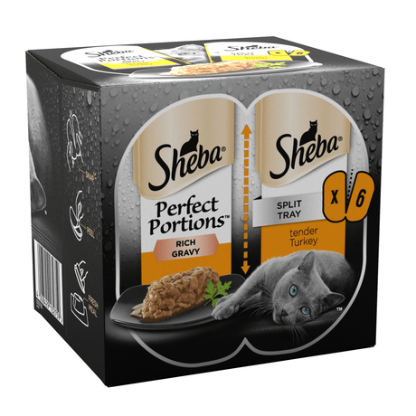 Sheba Perfect Portions with Turkey Chunks in Gravy Trays 8 x 3 x (2x37.5g), Sheba,