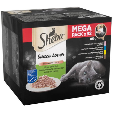 Sheba Sauce Lover Mixed Selection in Gravy Trays 32 x 85g, Sheba,