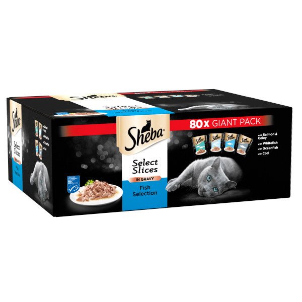 Sheba Select Slices Adult Fish Selection in Gravy Pouches 80 x 85g, Sheba,