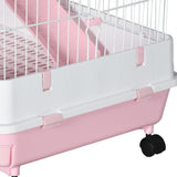 Six-Tier Cage for Small Animals with Wheels - Pink, PawHut,