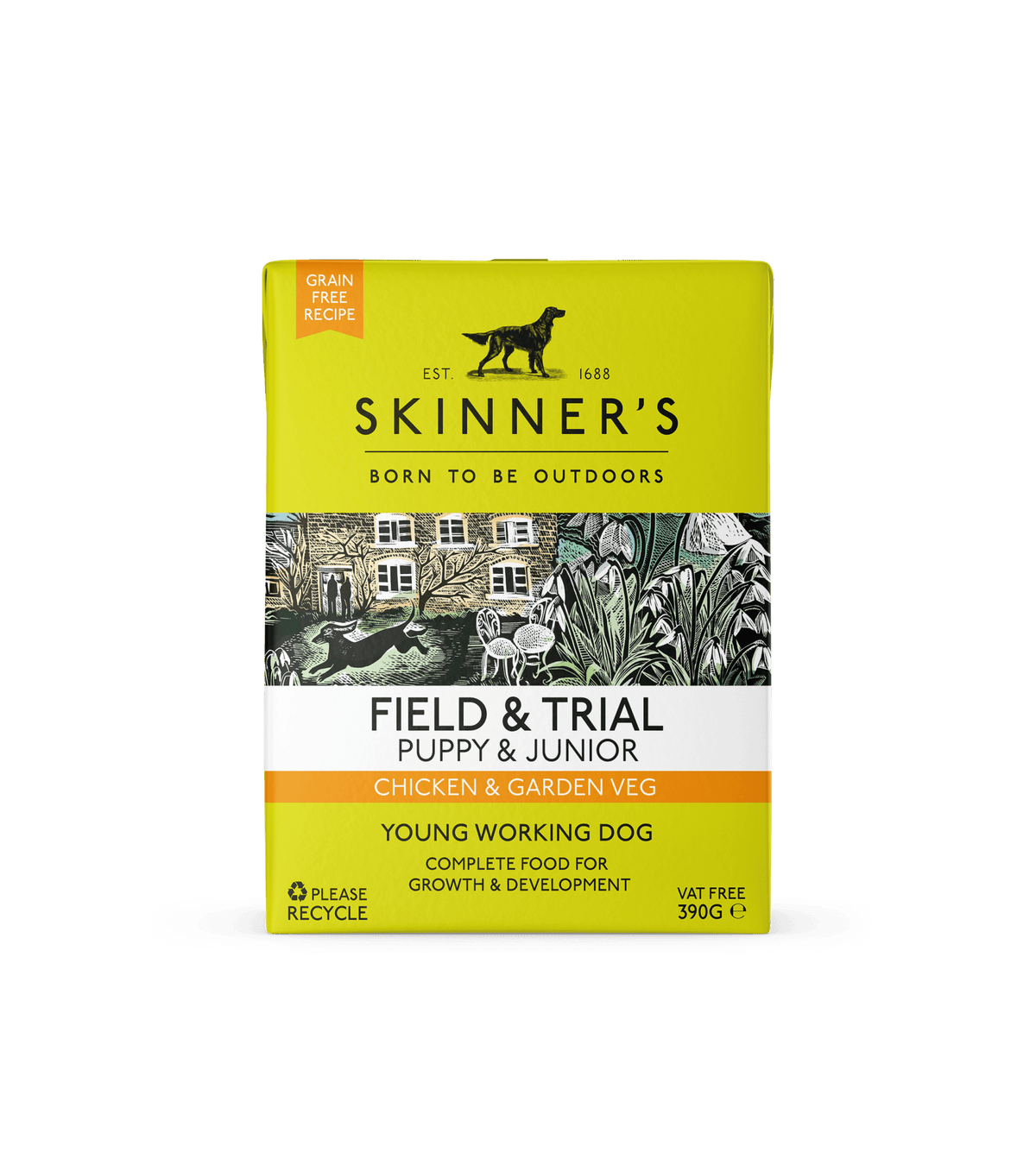 Skinners Field &amp; Trial Puppy &amp; Junior Chicken &amp; Garden Veg Grain Free 18 x 390g, Skinners,