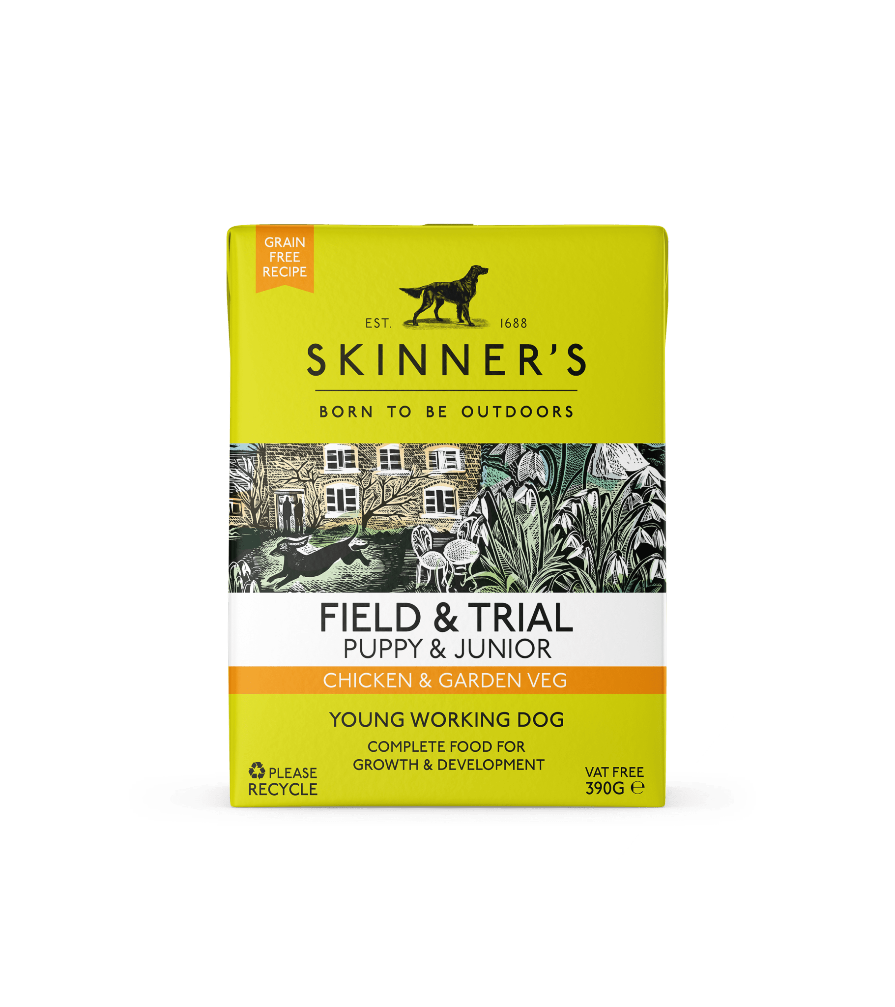 Skinners Field & Trial Puppy & Junior Chicken & Garden Veg Grain Free 18 x 390g, Skinners,