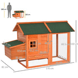 Small Outdoor Chicken Coop with Nesting Box & Run, 170cm, PawHut,