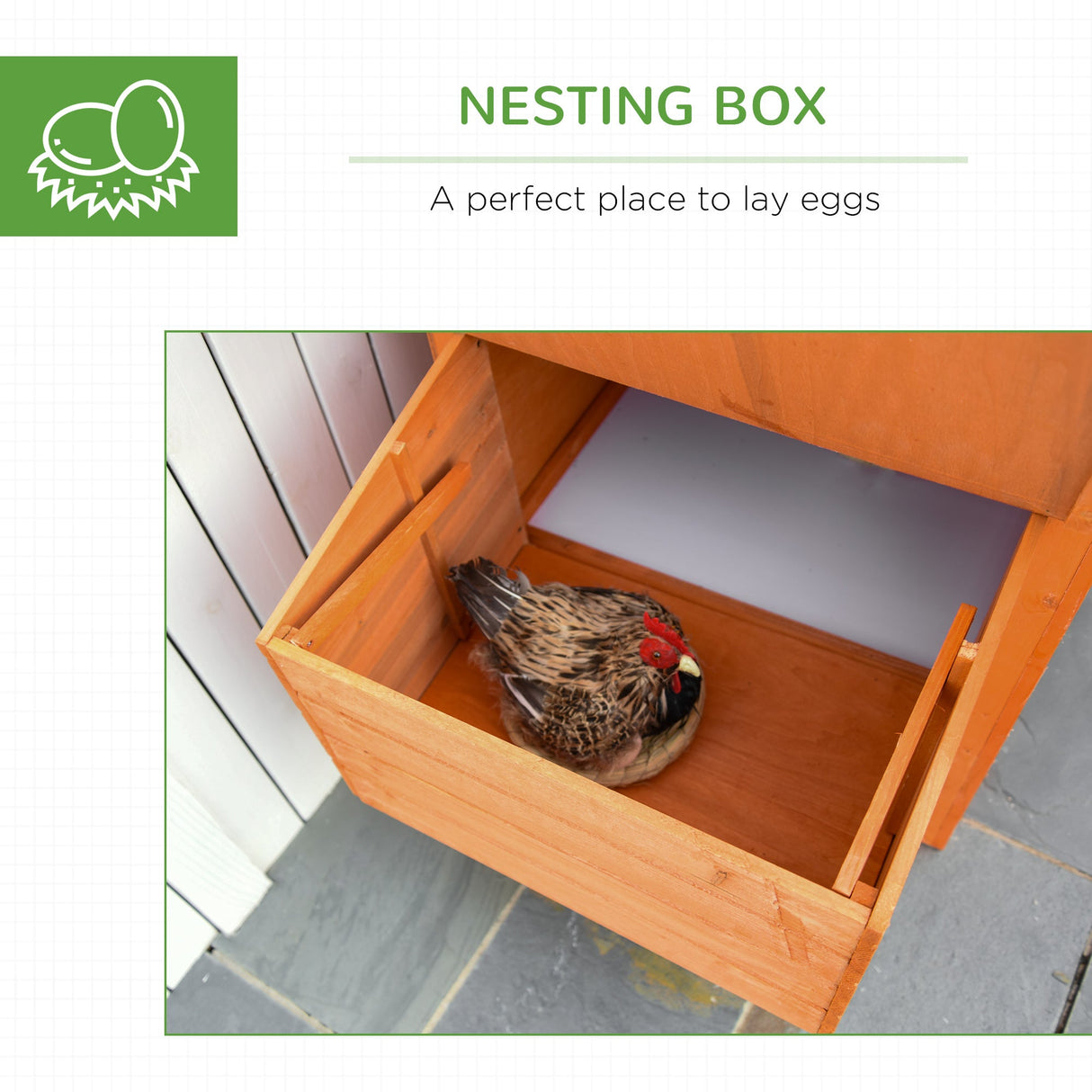 Small Outdoor Chicken Coop with Nesting Box & Run, 170cm, PawHut,