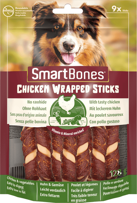 SmartBones Chicken Wrapped Mini Sticks Dog Treats 8 x 9 Pieces, SmartBones,