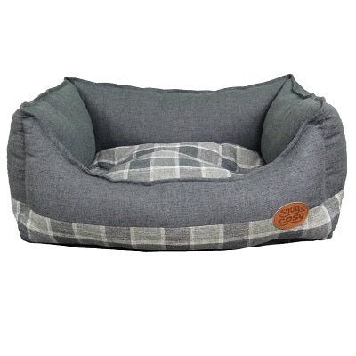 Snug & Cosy Grey Check Rectangle Dog Bed, Snug & Cosy, XL 91.5 cm