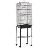 Spacious Bird Cage with Stand & Wheels for Small Birds, PawHut, Black