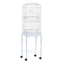 Spacious Bird Cage with Stand & Wheels for Small Birds, PawHut, White