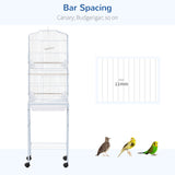 Spacious Bird Cage with Stand & Wheels for Small Birds, PawHut, White