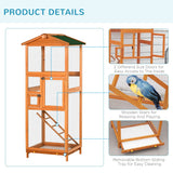 Spacious Outdoor Wooden Bird Aviary with Easy-Clean Tray, PawHut,