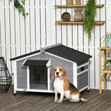 Spacious Outdoor Wooden Dog Kennel - Grey, 72x109x79cm, PawHut,