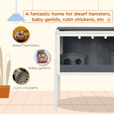 Spacious Wooden Hamster Hutch with Shelf and Huts, PawHut,