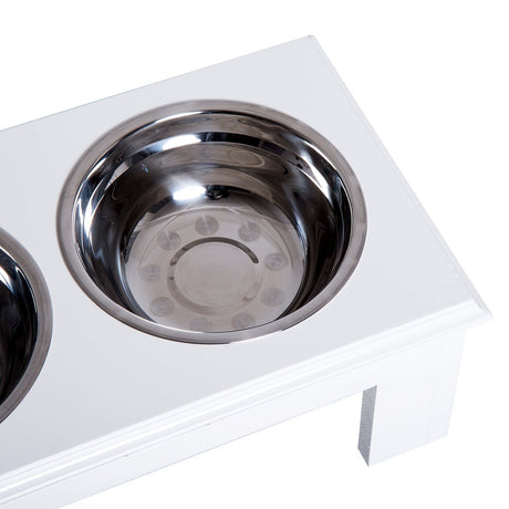 Stainless Steel Pet Feeder 15H cm, PawHut, White