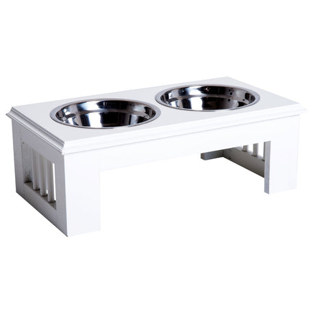 Stainless Steel Pet Feeder 15H cm, PawHut, White